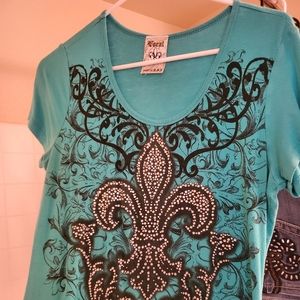 Vocal Turquoise Bling Shirt